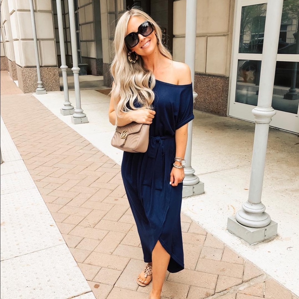 Navy Slit Dress